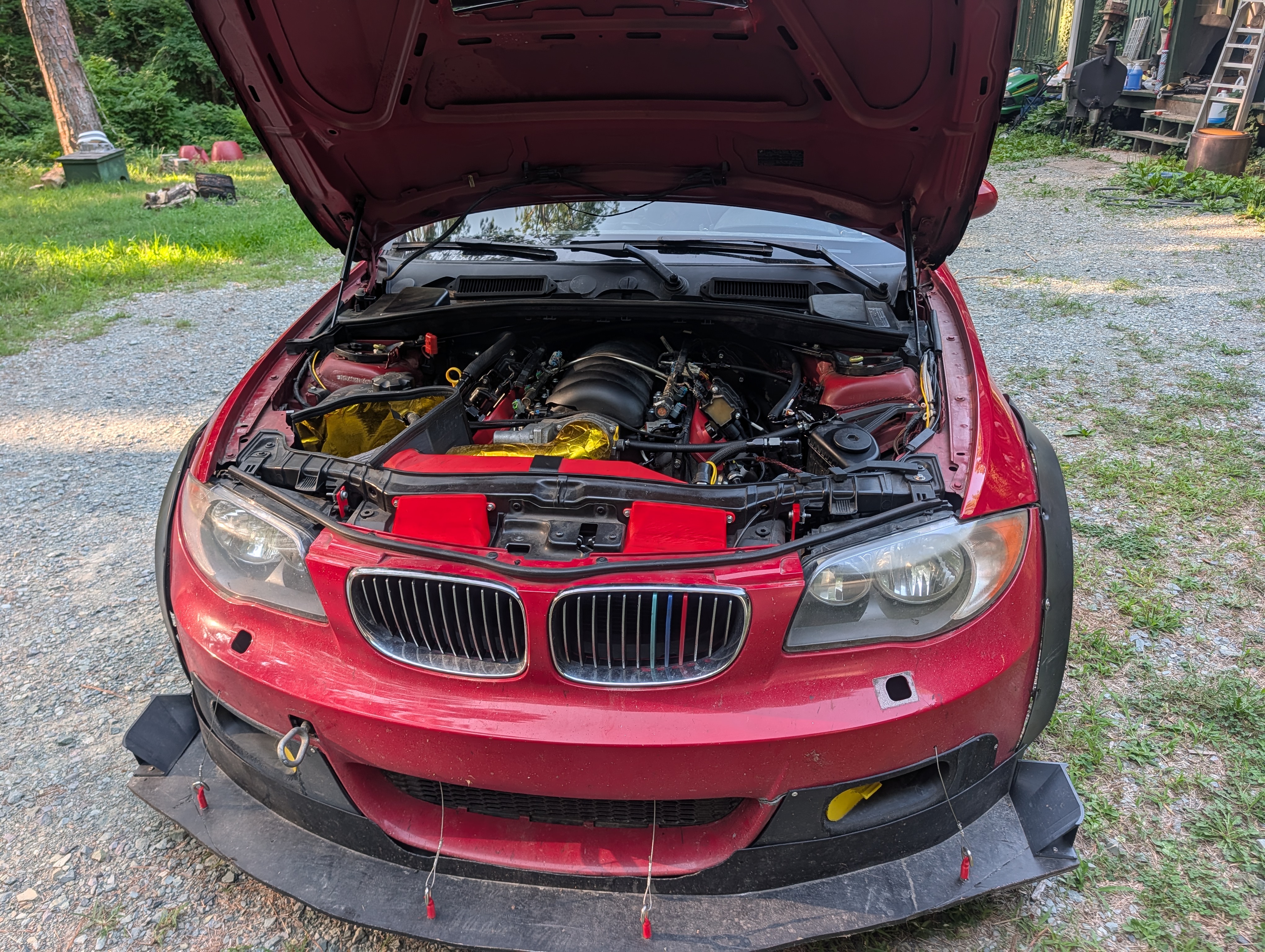 Front end assembled with the bumper cover and splitter on