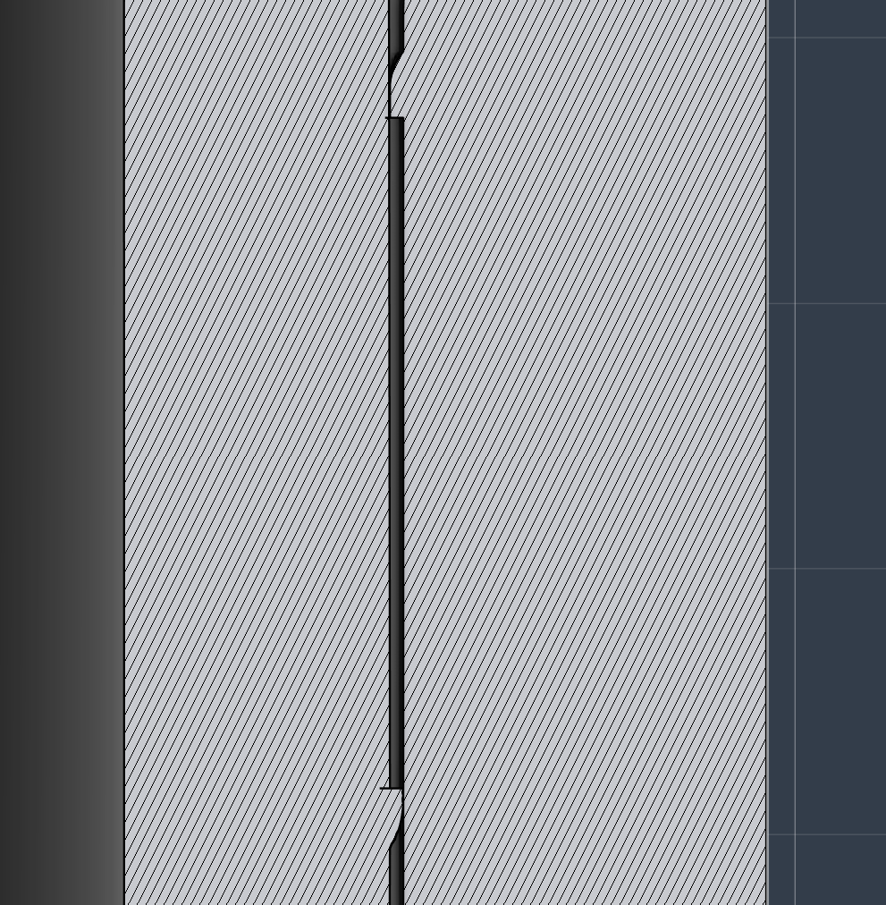 Cross-section — swivel joint between funnel and base