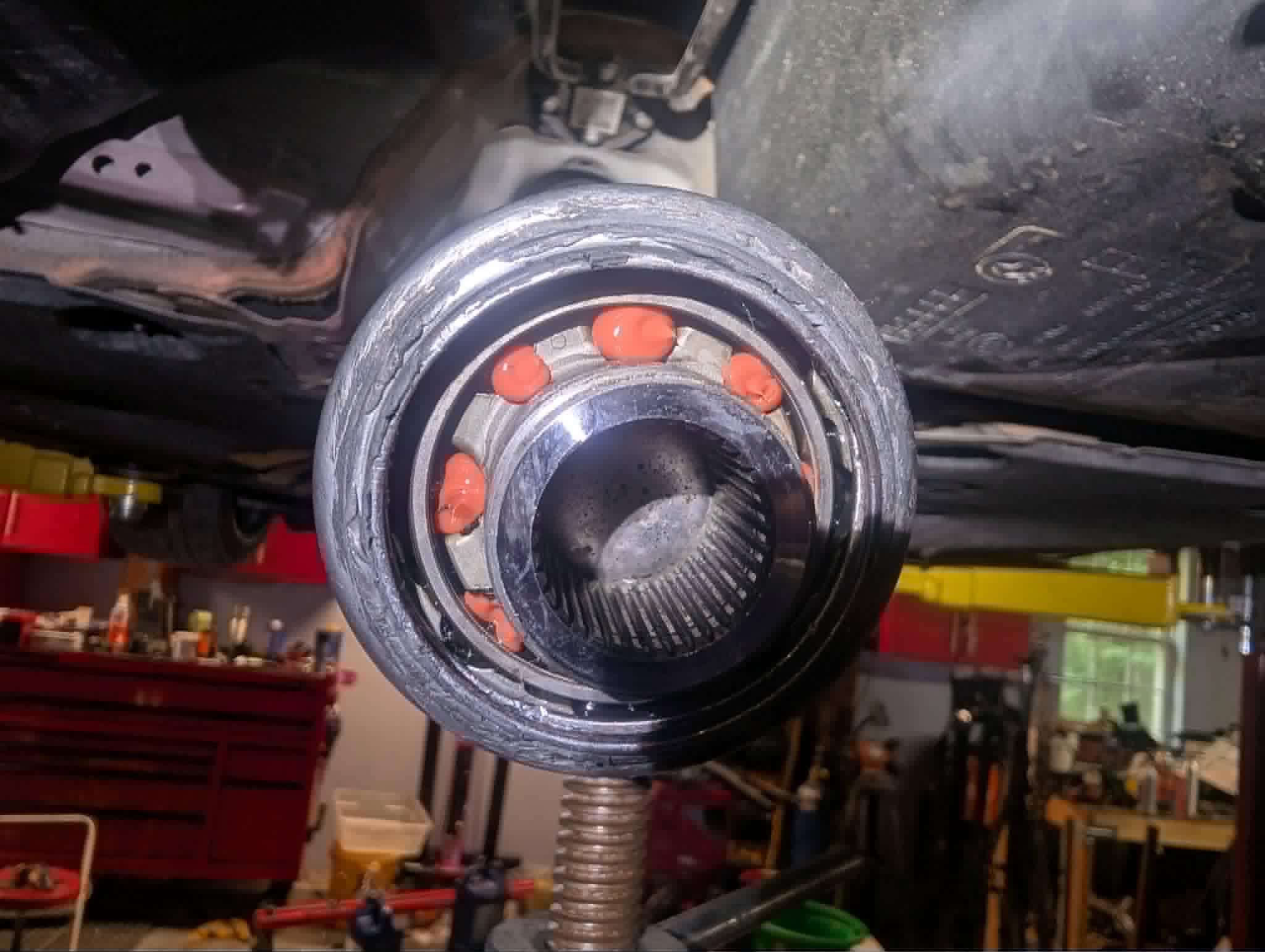 CV joint repacked with grease on each ball