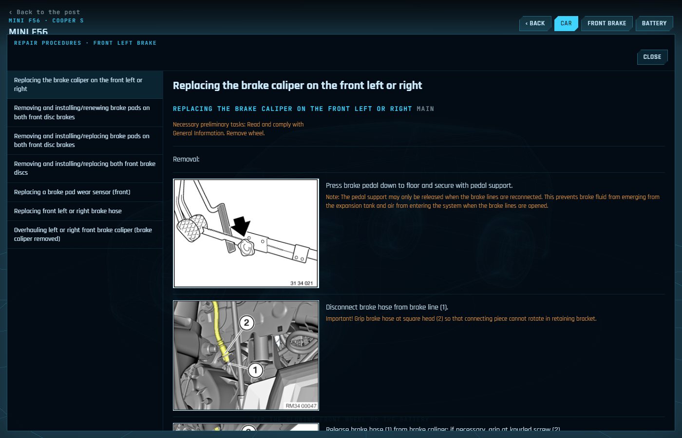 The procedures panel