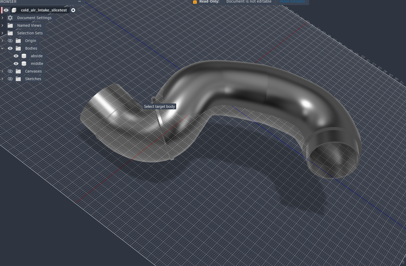 Fusion 360 — cold air intake tube sections