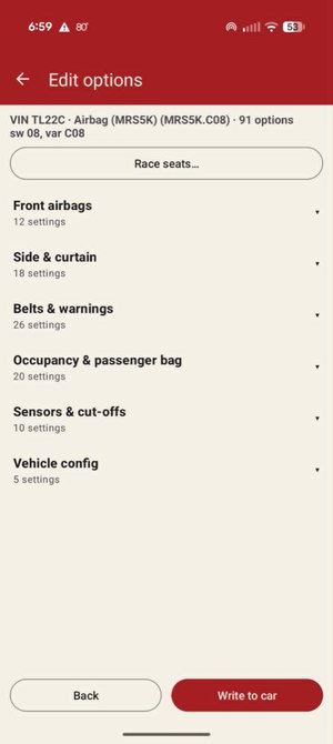 MRS5K Edit options — Race seats shortcut
