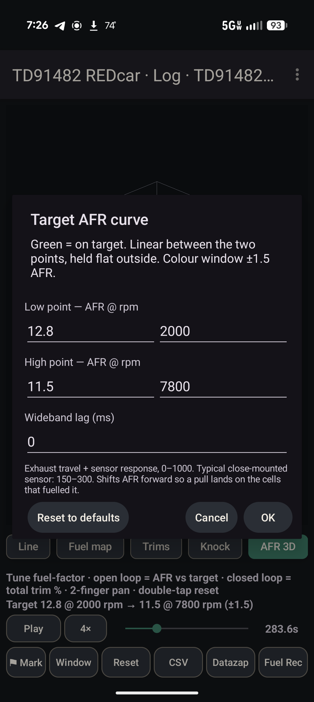 Target AFR curve