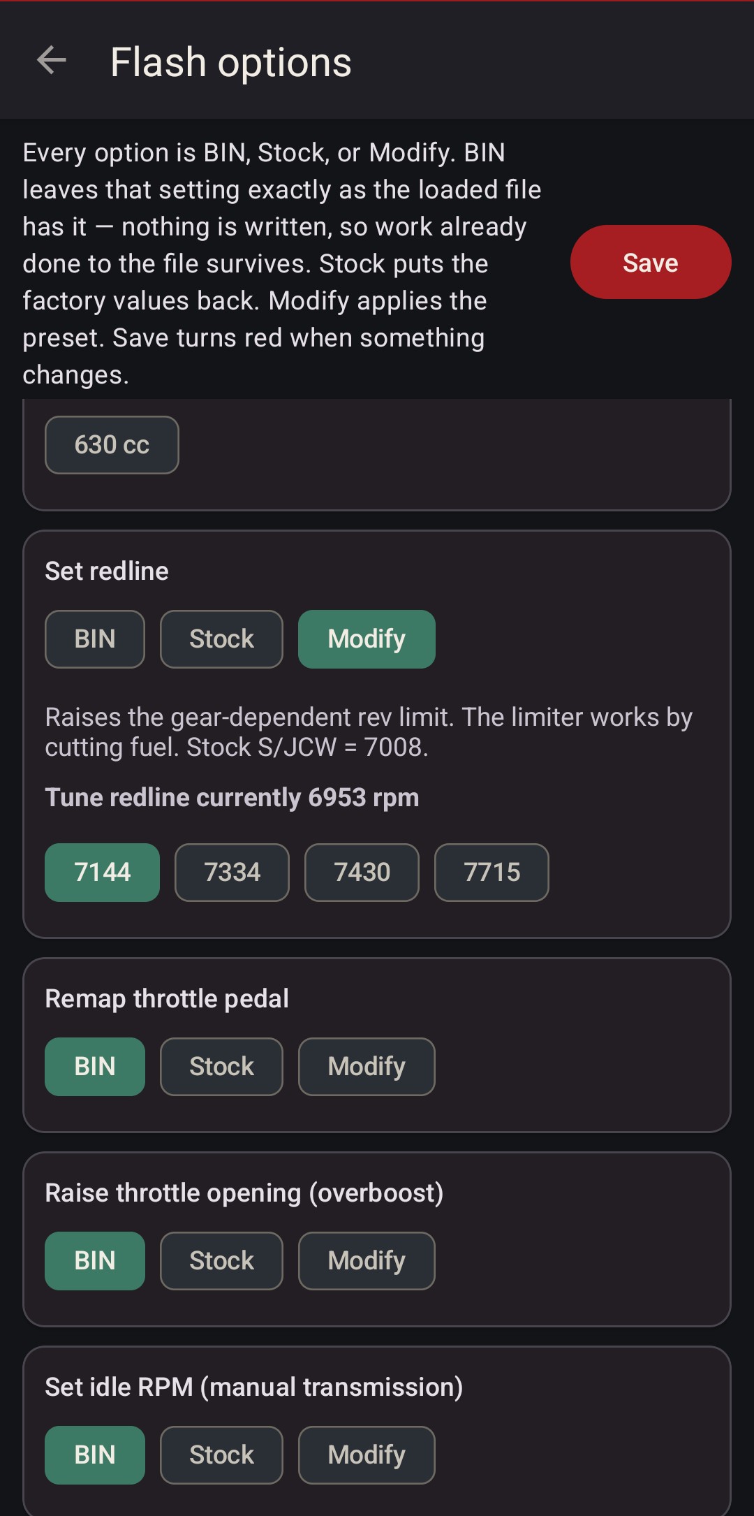 Redline presets