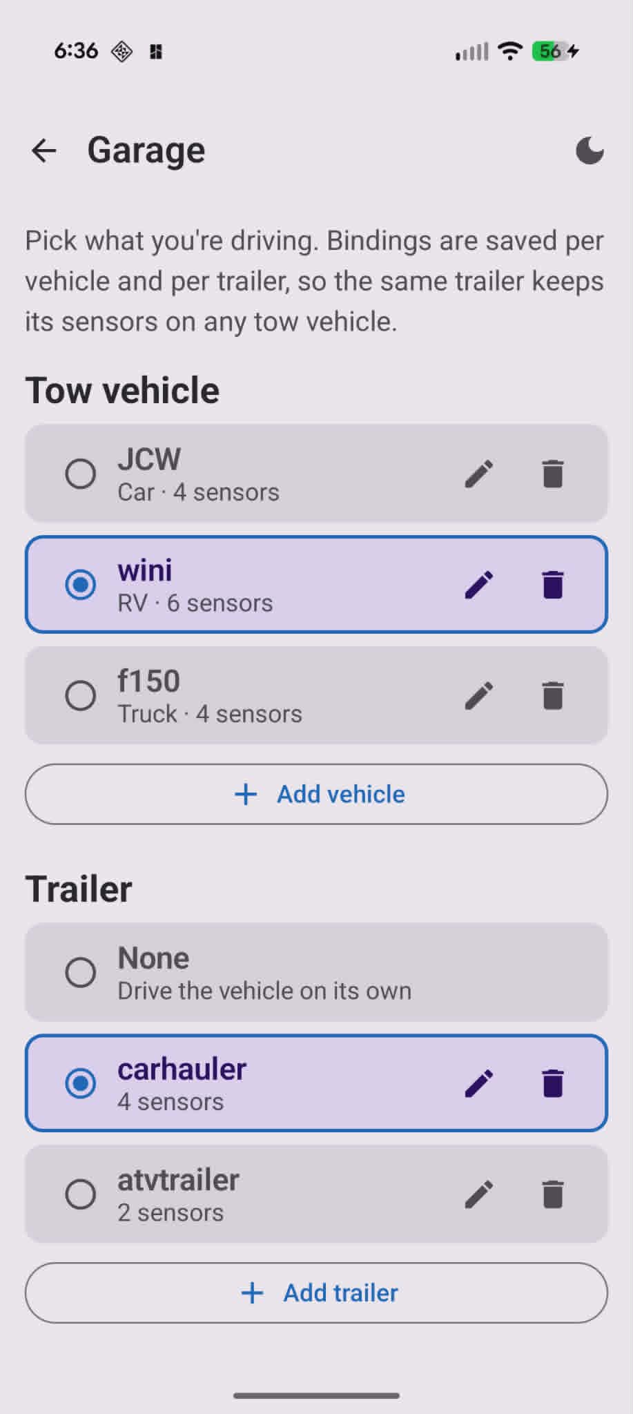 Garage — tow vehicle and trailer picker